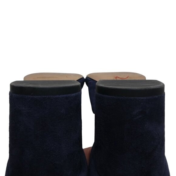 Diane Von Furstenberg Pasadena Blue Leather Open Toe Chunky Heel Sandals - Picture 11 of 13